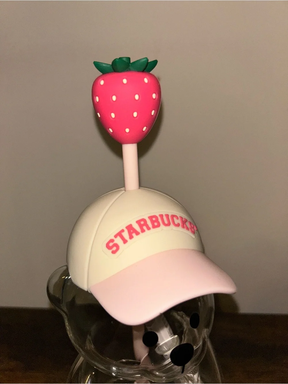 2026 Starbucks Bearista Bear Cup Strawberry Pink Baseball Hat AUTHENTIC